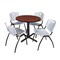 Cain Cain Round Table & Chair Set, Wood, Metal, Plastic Top, Cherry TB30RNDCH47GY - alternate 1
